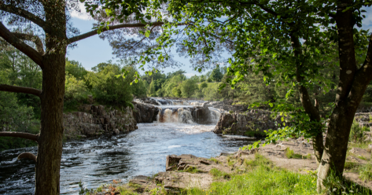 View of Low Force Waterfall in the Durham Dales County Durham